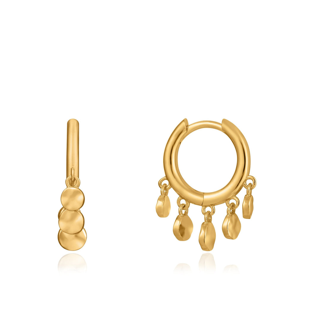 Gold Mini Disc Huggie Hoops