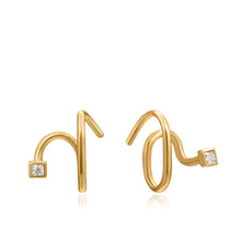 Load image into Gallery viewer, Gold Twist Square Sparkle Earrings
