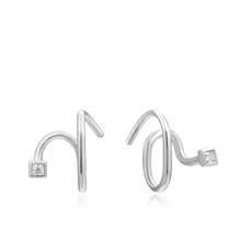 Load image into Gallery viewer, Silver Twist Square Sparkle Earrings

