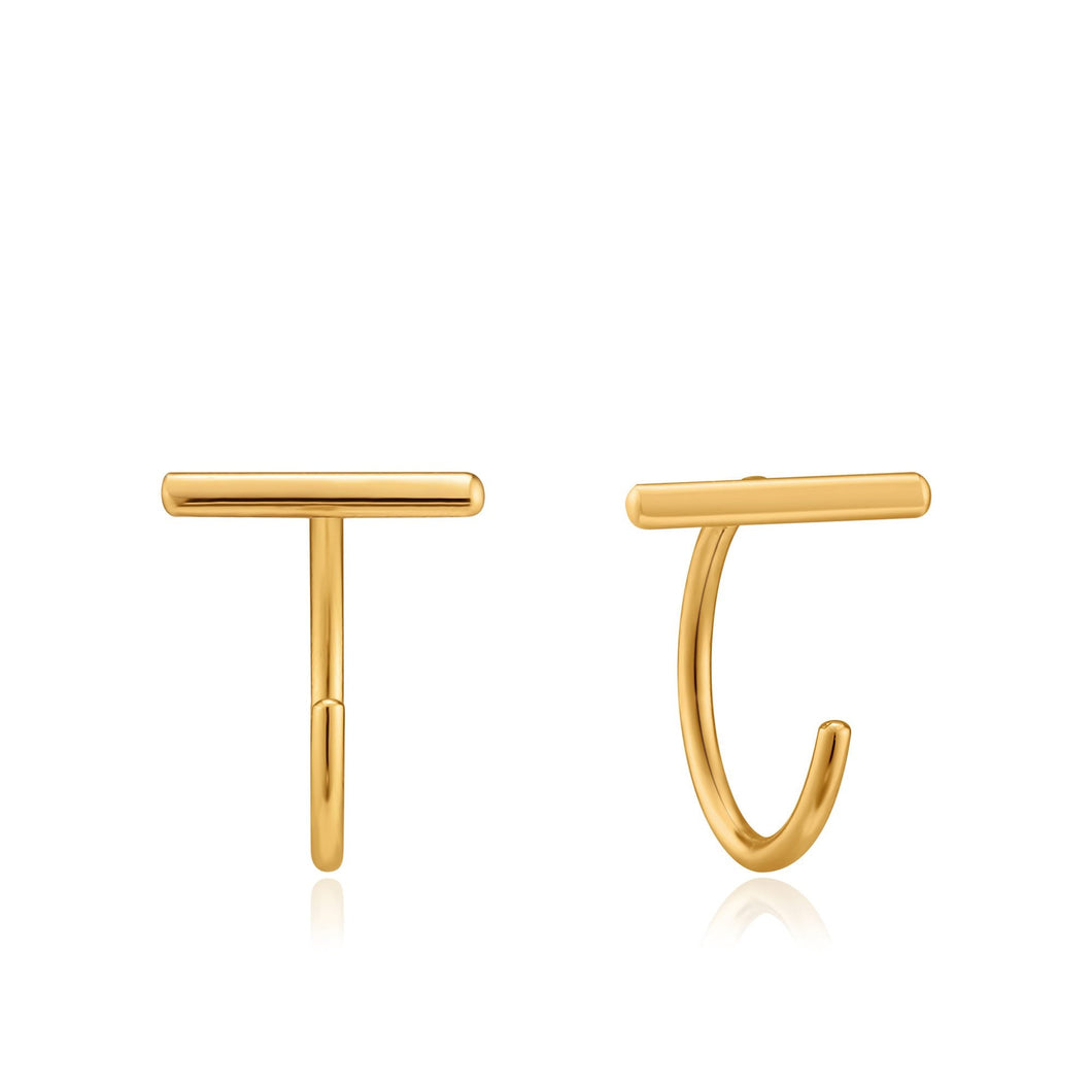 Gold T-Bar Twist Earrings