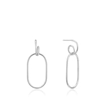 Load image into Gallery viewer, Silver Spiral Oval Hoop Earrings
