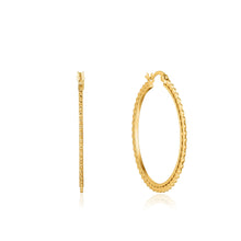 Load image into Gallery viewer, Gold Flat Beaded Hoop Earrings
