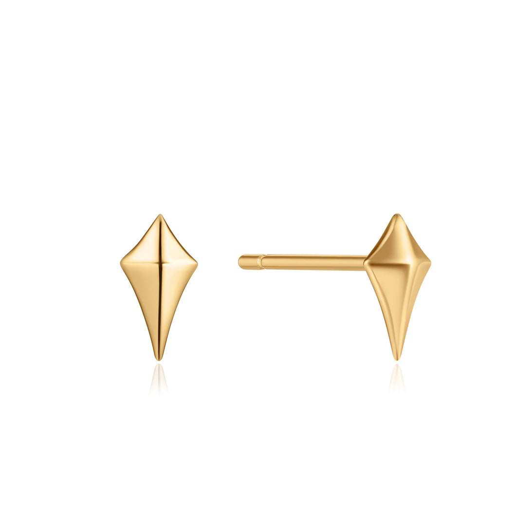 Gold Diamond Shape Stud Earrings