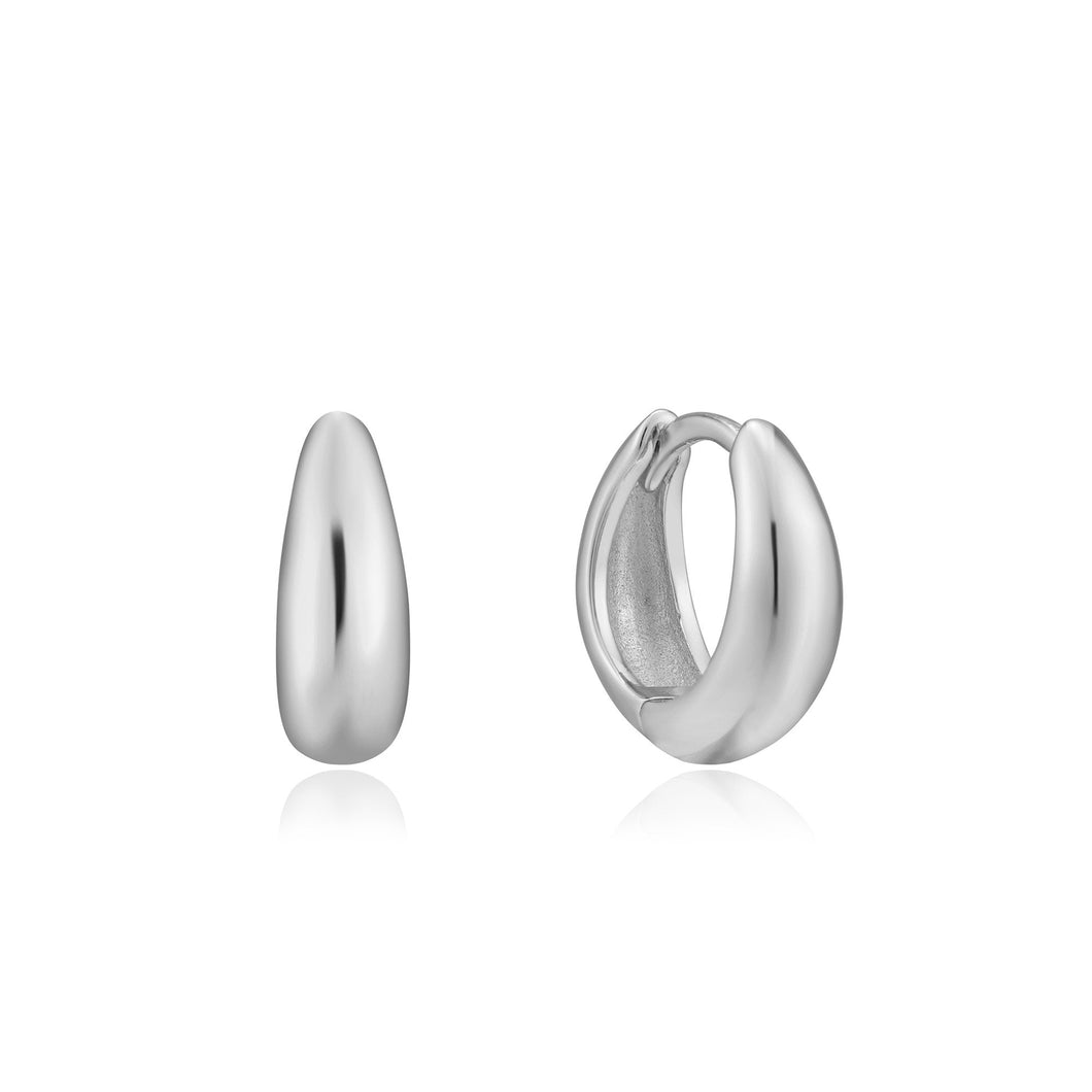 Silver Luxe Huggie Hoop Earrings