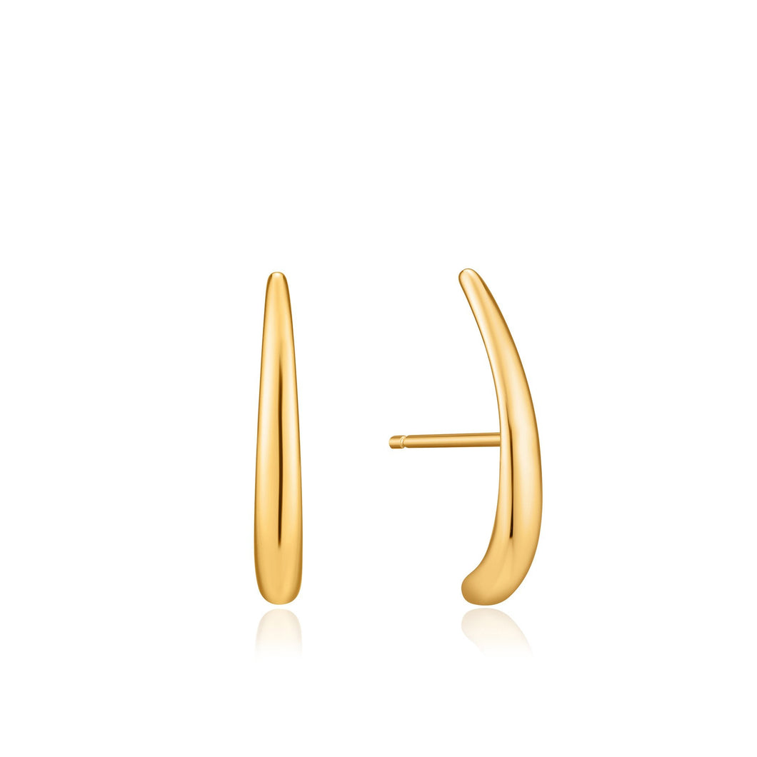Gold Luxe Lobe Hook Stud Earrings