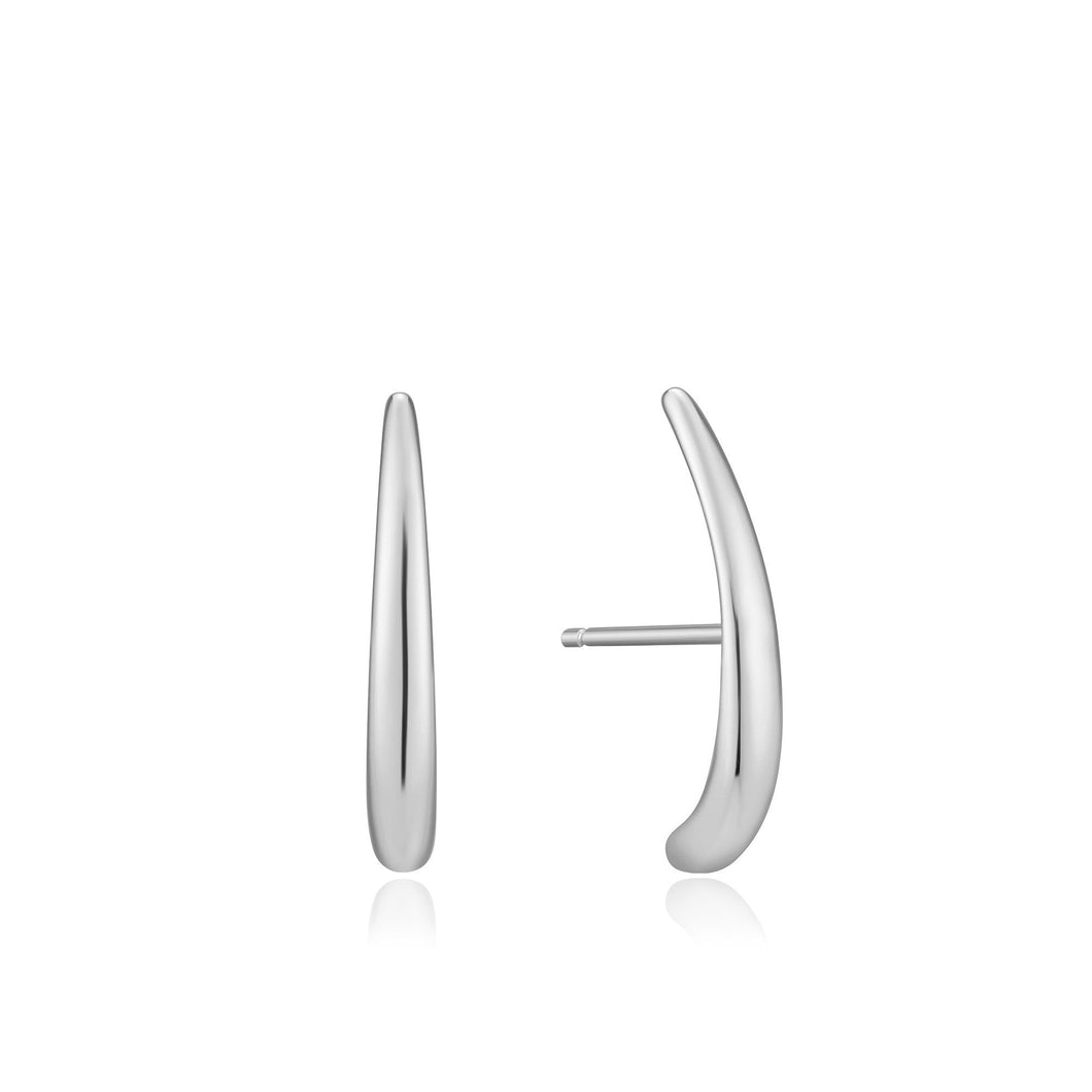 Silver Luxe Lobe Hook Stud Earrings