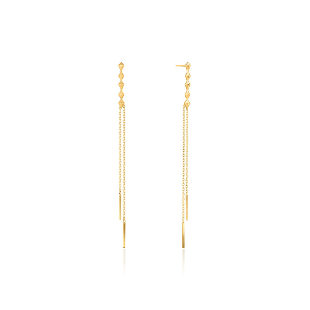 Gold Spike Double Drop Earrings