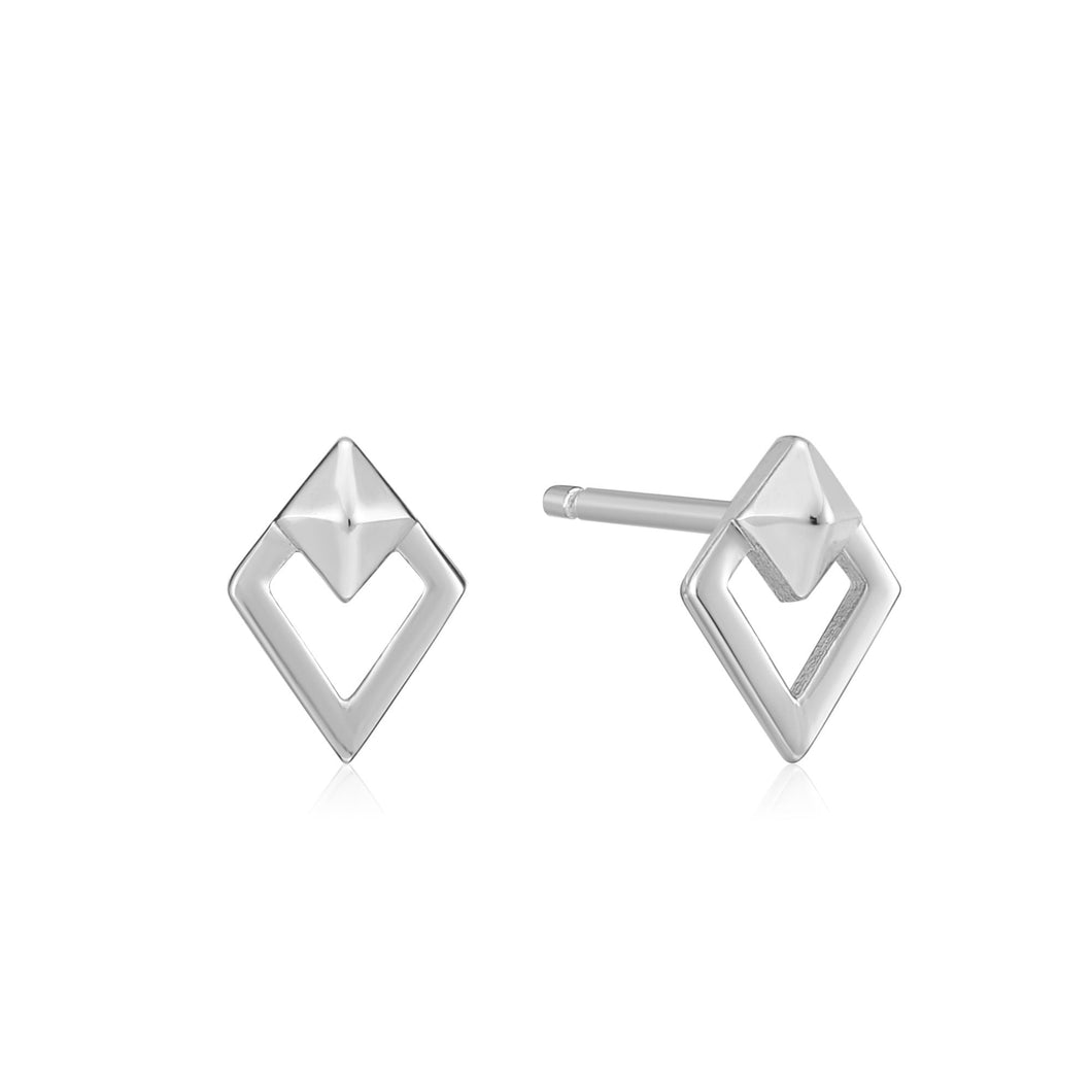 Silver Spike Diamond Stud Earrings