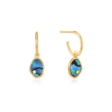 Load image into Gallery viewer, Gold Tidal Abalone Mini Hoop Earrings
