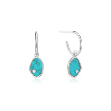 Load image into Gallery viewer, Silver Tidal Turquoise Mini Hoop Earrings
