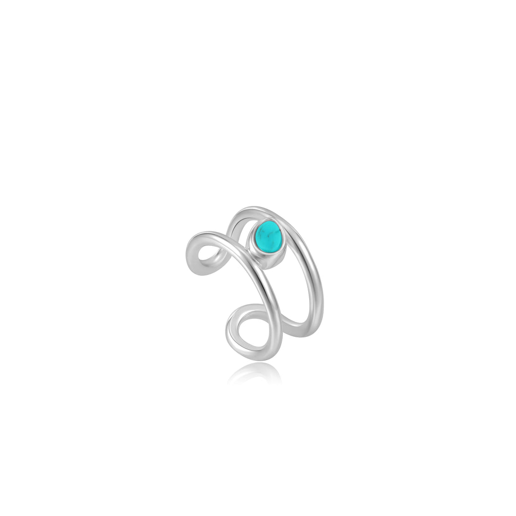 Silver Tidal Turquoise Ear Cuff