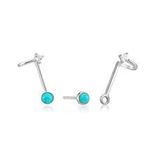 Load image into Gallery viewer, Silver Tidal Turquoise Double Stud Earrings
