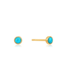 Load image into Gallery viewer, Gold Tidal Turquoise Cabochon Stud Earrings
