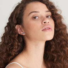 Load image into Gallery viewer, Teal Enamel Disc Silver Stud Earrings
