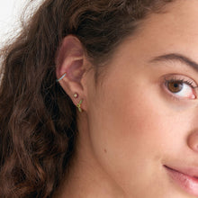 Load image into Gallery viewer, Sage Enamel Gold Huggie Hoop Earrings
