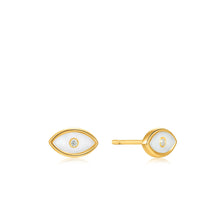 Load image into Gallery viewer, Evil Eye Gold Stud Earrings
