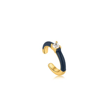 Load image into Gallery viewer, Navy Blue Enamel Gold Ear Cuff
