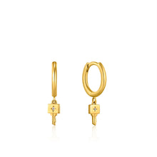 Load image into Gallery viewer, Gold Key Huggie Hoop Earrings
