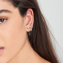 Load image into Gallery viewer, Silver Mother of Pearl and Kyoto Opal Chain Drop Stud Earrings

