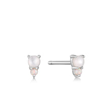 Load image into Gallery viewer, Silver Mother of Pearl and Kyoto Opal Stud Earrings
