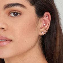Load image into Gallery viewer, Silver Kyoto Opal Cabochon Huggie Hoop Earrings
