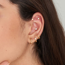 Load image into Gallery viewer, Gold Kyoto Opal Cabochon Huggie Hoop Earrings
