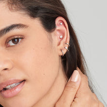 Load image into Gallery viewer, Silver Kyoto Opal Cabochon Huggie Hoop Earrings
