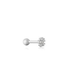 Load image into Gallery viewer, Silver Sparkle Flower Barbell Single Earring
