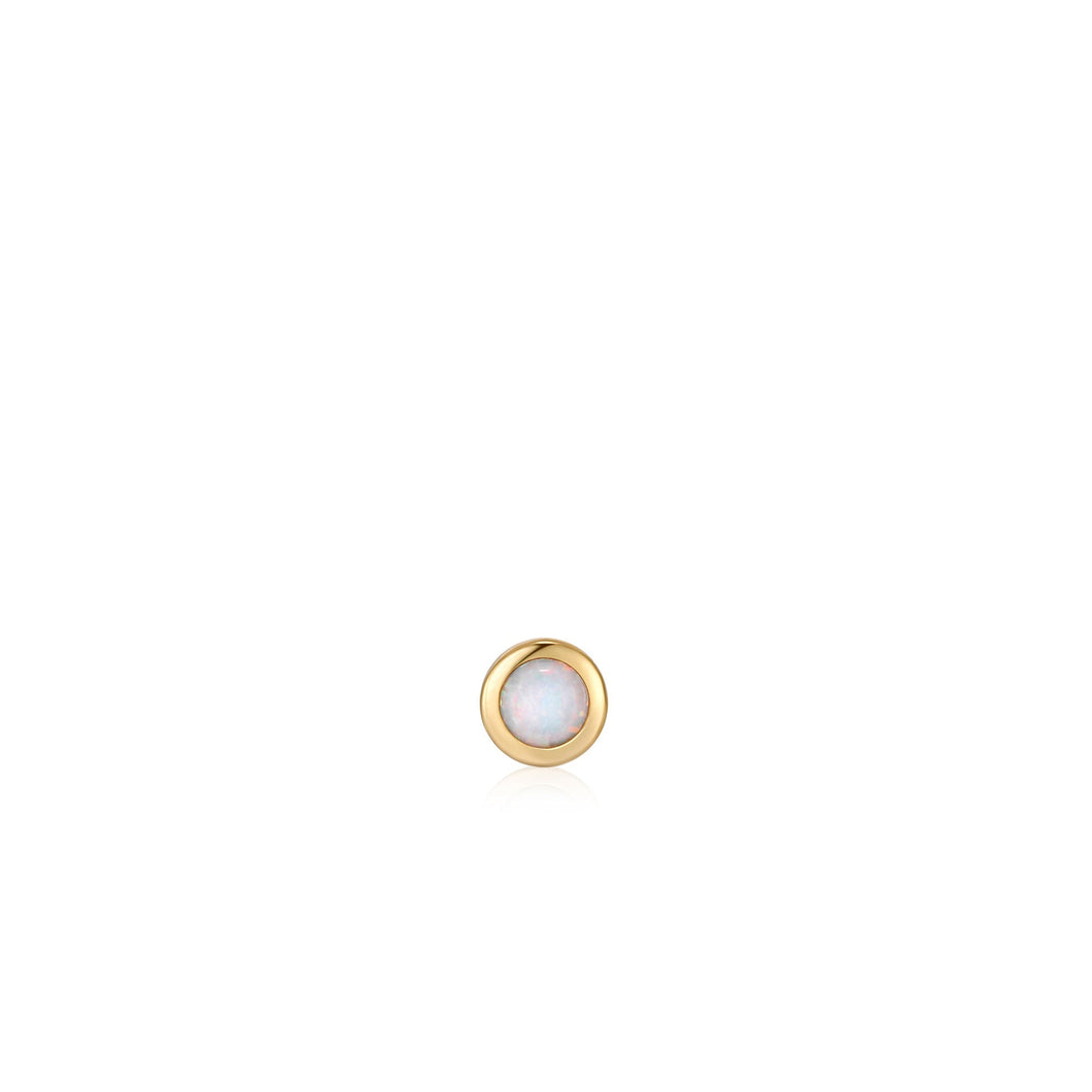 Gold Kyoto Opal Bezel Barbell Single Earring