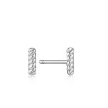 Load image into Gallery viewer, Silver Rope Bar Stud Earrings
