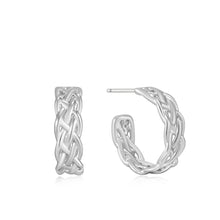 Load image into Gallery viewer, Silver Rope Chunky Hoop Earrings
