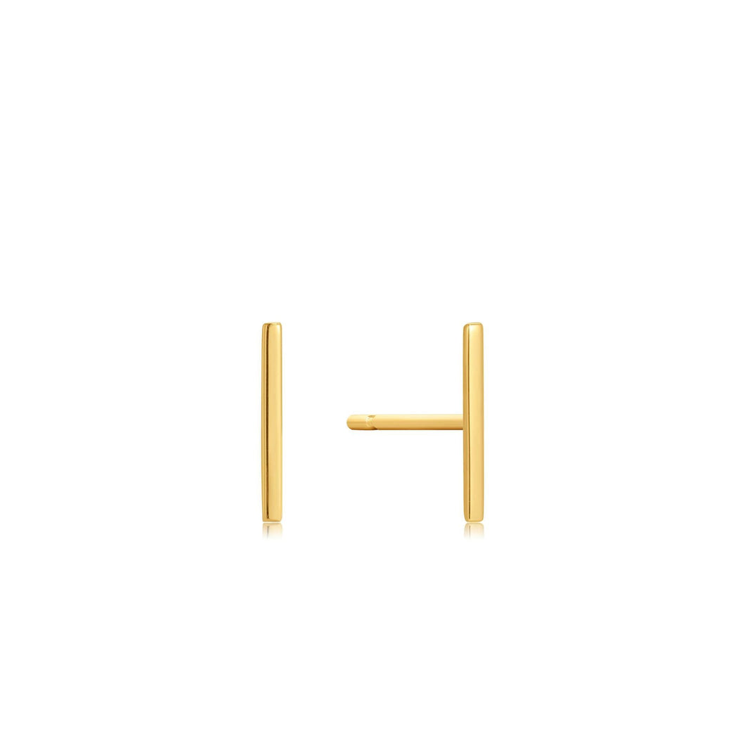 14kt Gold Solid Bar Stud Earrings