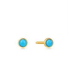 Load image into Gallery viewer, 14kt Gold Turquoise Cabochon Stud Earrings
