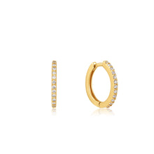 Load image into Gallery viewer, 14kt Gold Natural Diamond Huggie Hoop Earrings
