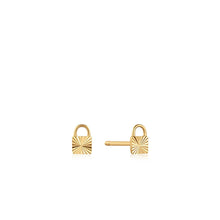 Load image into Gallery viewer, 14kt Gold Padlock Stud Earrings
