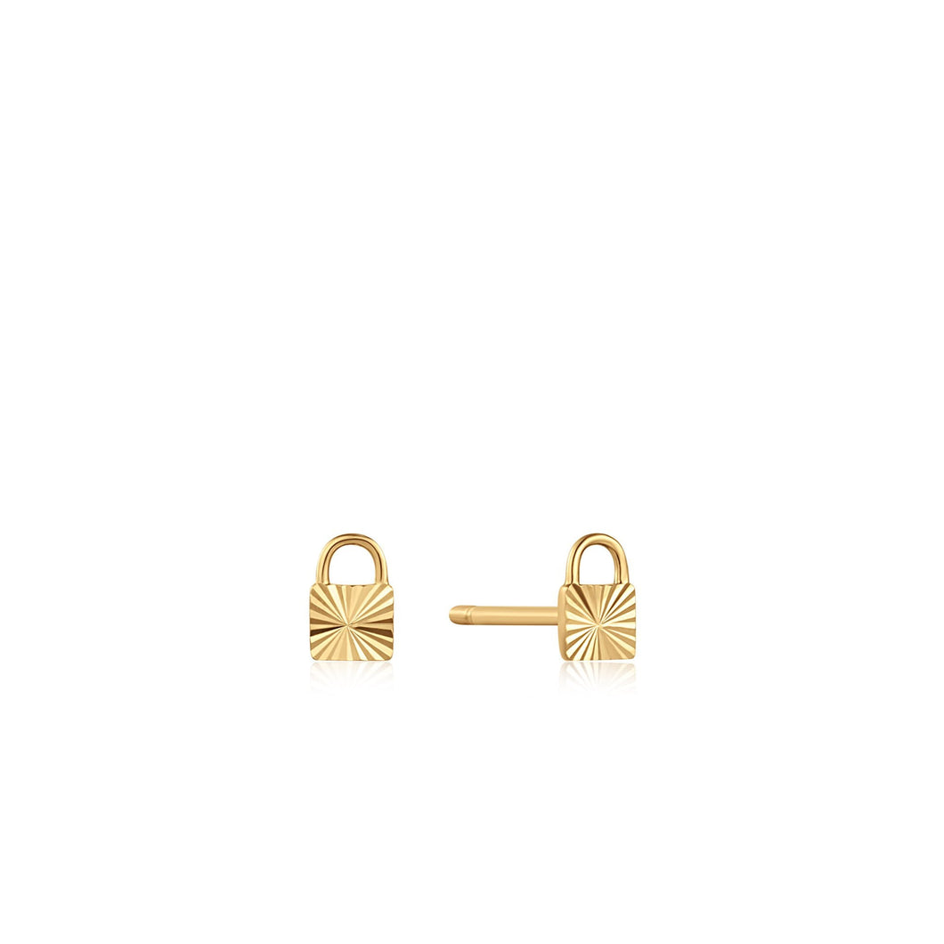 14kt Gold Padlock Stud Earrings