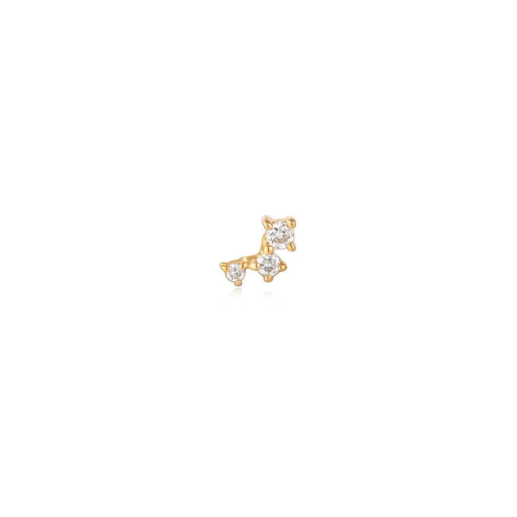14kt Gold Stargazer Triple Natural Diamond Single Labret Earring