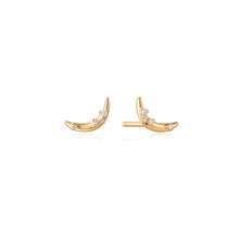 Load image into Gallery viewer, 14kt Gold Stargazer Natural Diamond Moon Stud Earrings
