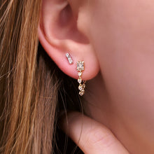 Load image into Gallery viewer, Emerald Illusion Studs with Diamond Chain

