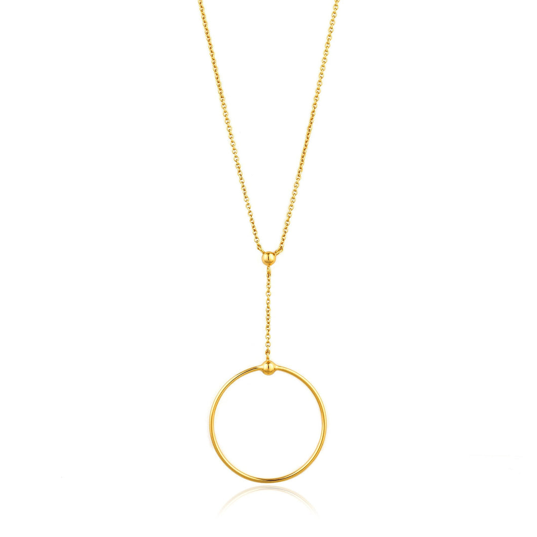 Gold Orbit Drop Circle Necklace