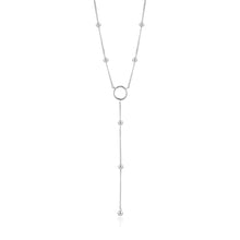 Load image into Gallery viewer, Silver Modern Circle Y Necklace
