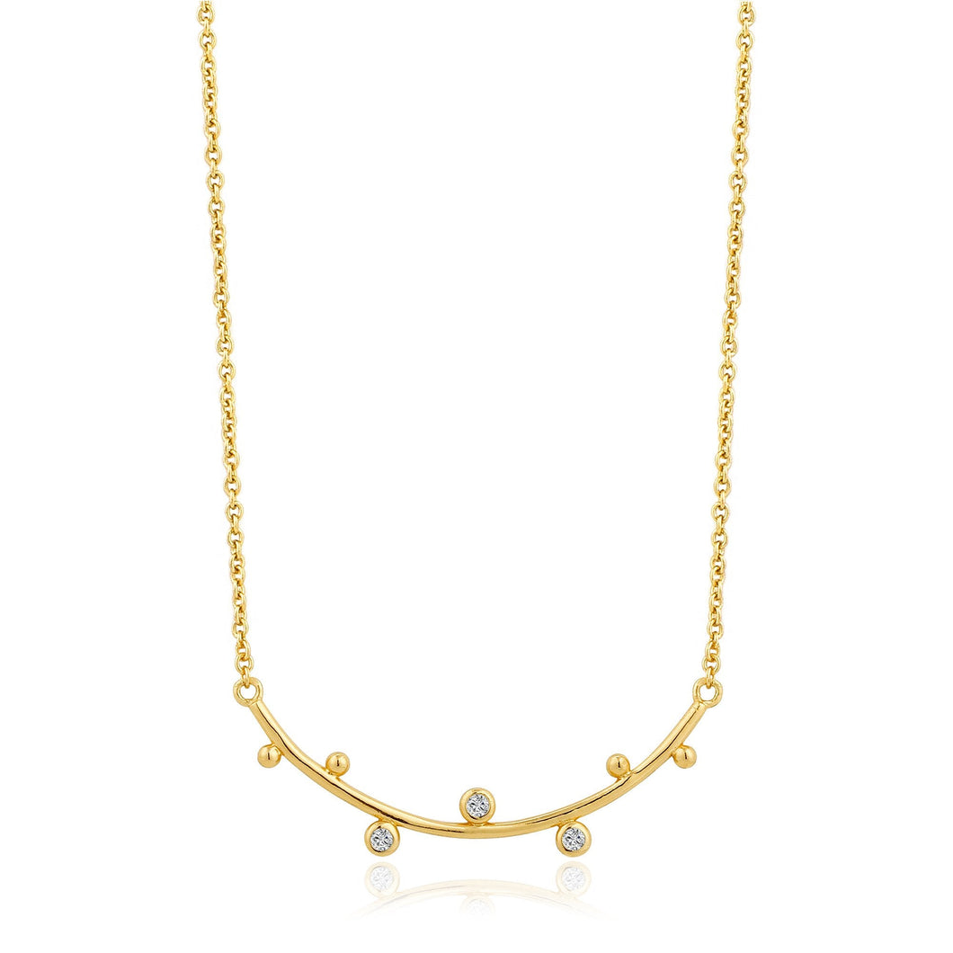 Gold Shimmer Solid Bar Stud Necklace