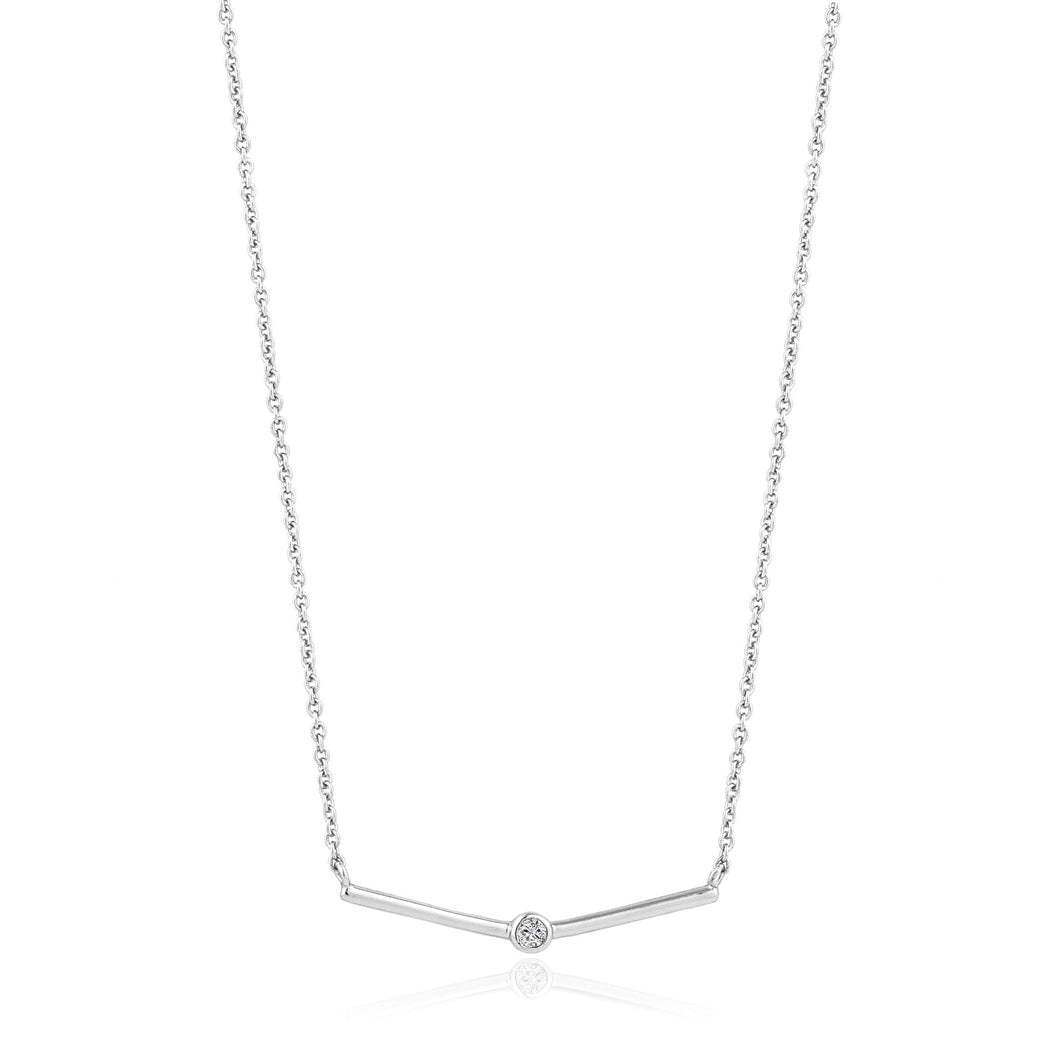 Silver Shimmer Single Stud Necklace