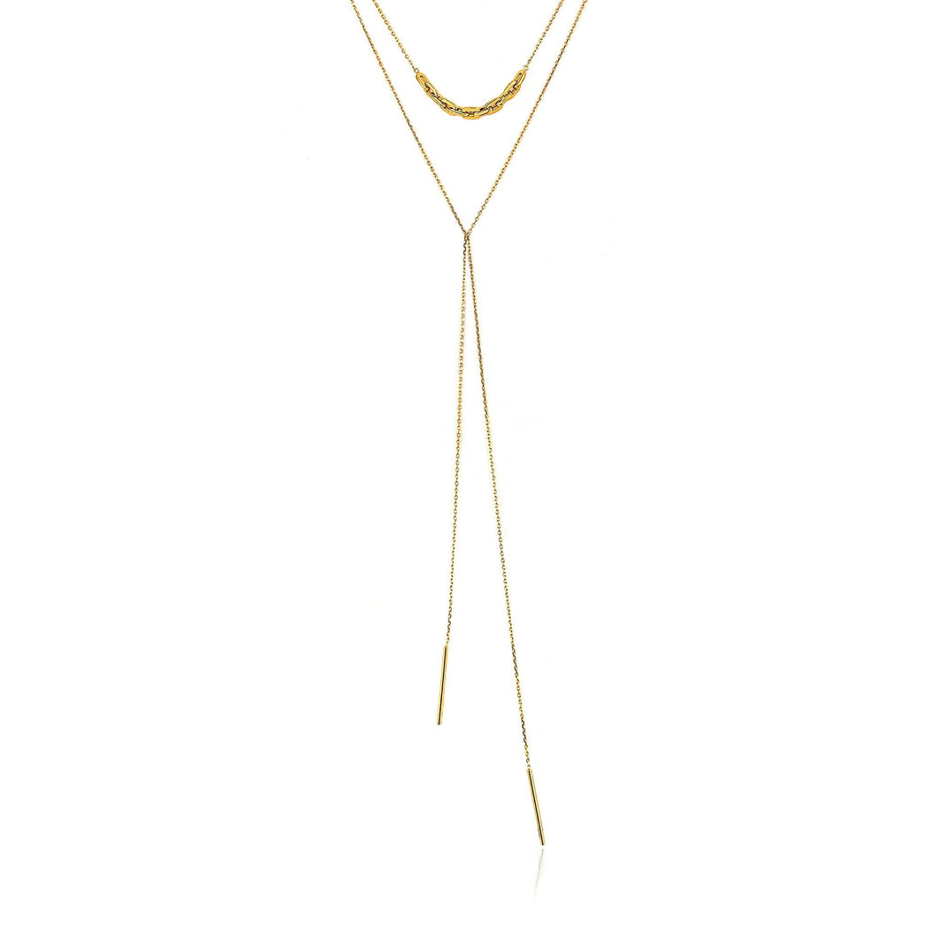 Gold Links Lariat Necklace