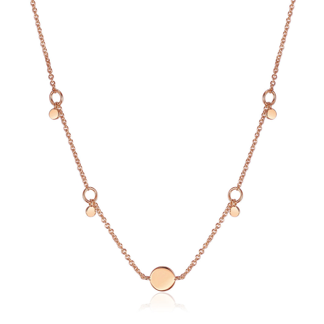 Rose Gold Geometry Drop Discs Necklace