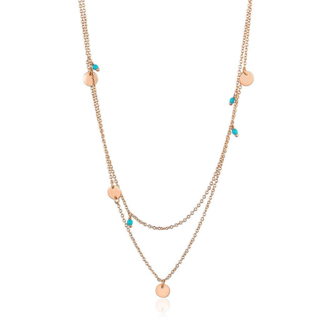 Rose Gold Dotted Double Necklace