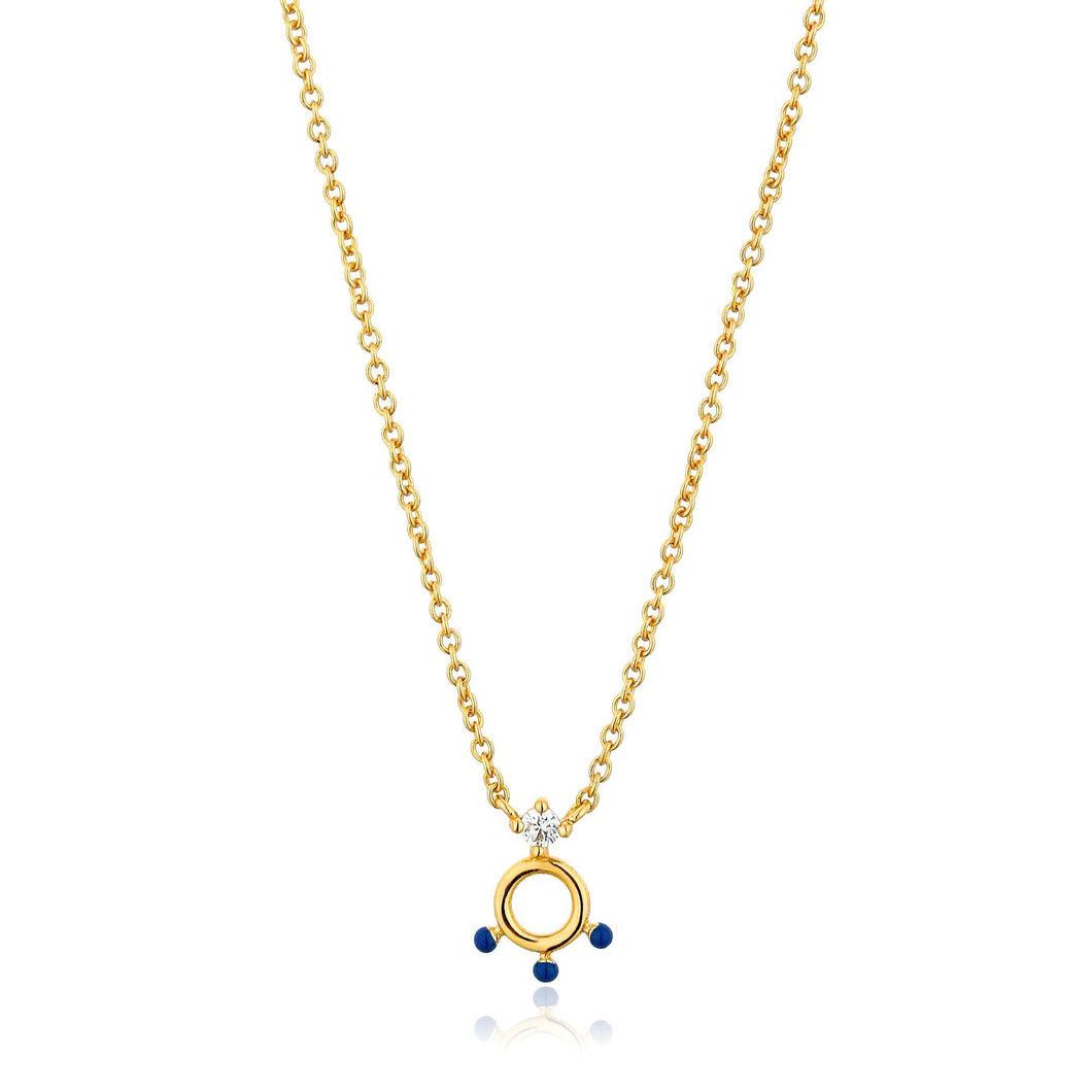 Gold Dotted Circle Pendant Necklace