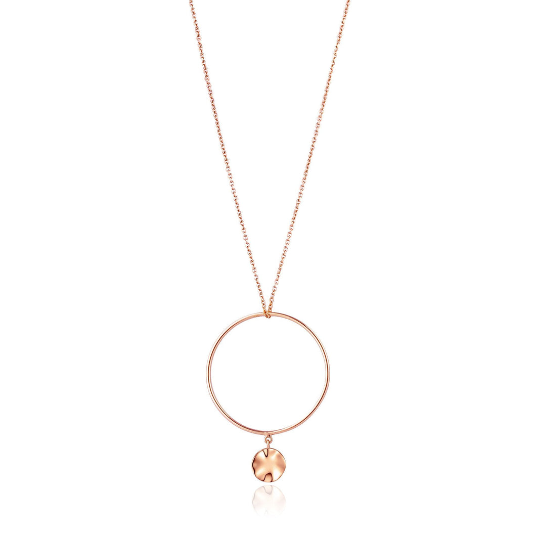 Rose Gold Ripple Circle Necklace