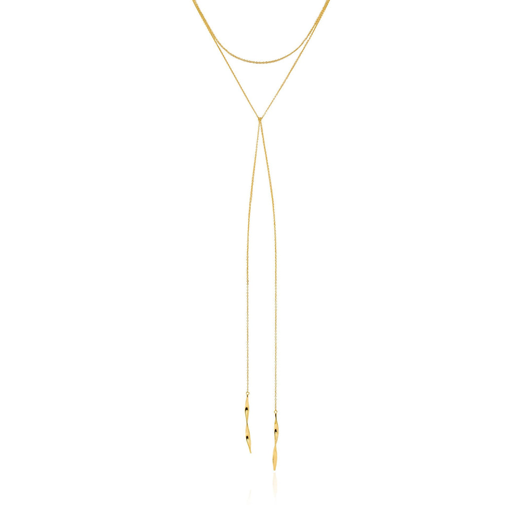 Gold Helix Lariat Necklace