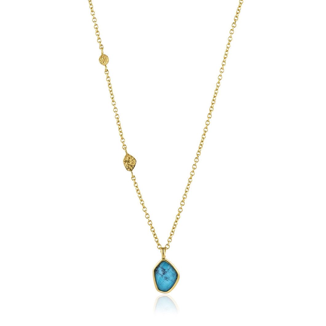Turquoise Pendant Gold Necklace